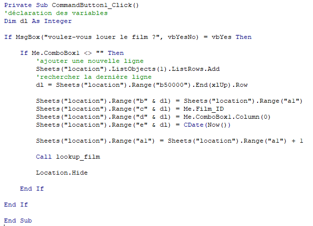 Gestionnaire de location sur excel 