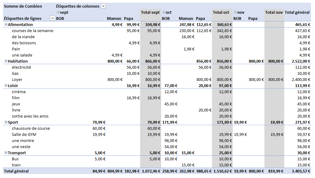 Tableau croisé dynamique