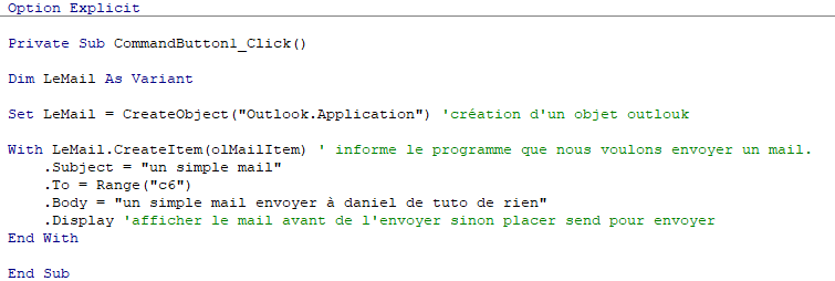 envoyer un mail outlook