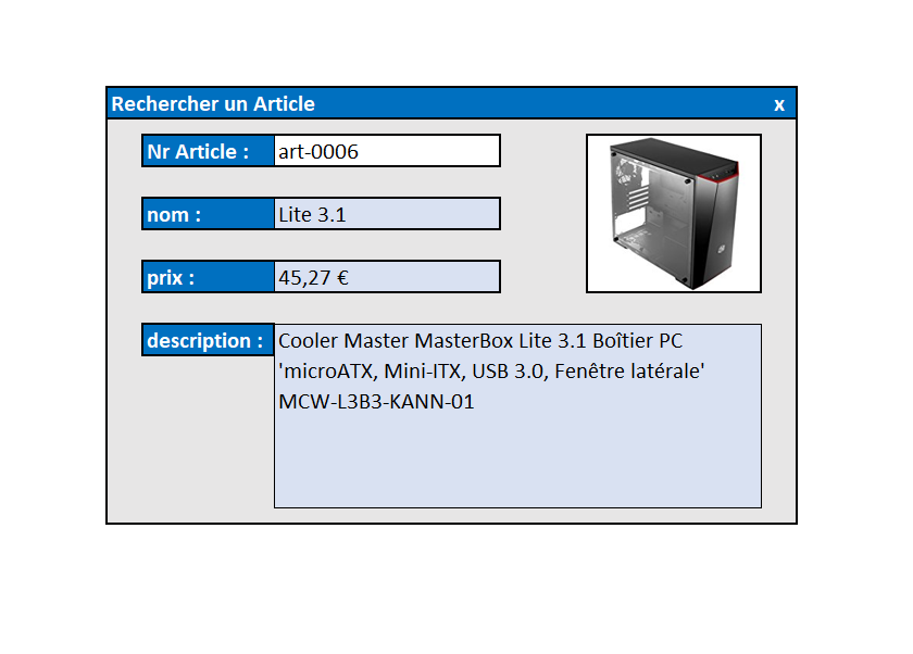 alternatif pour le Userform