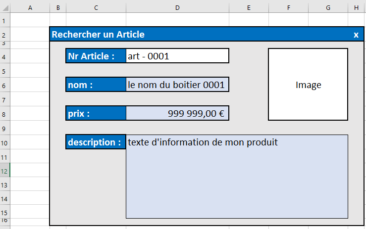 alternatif pour le Userform