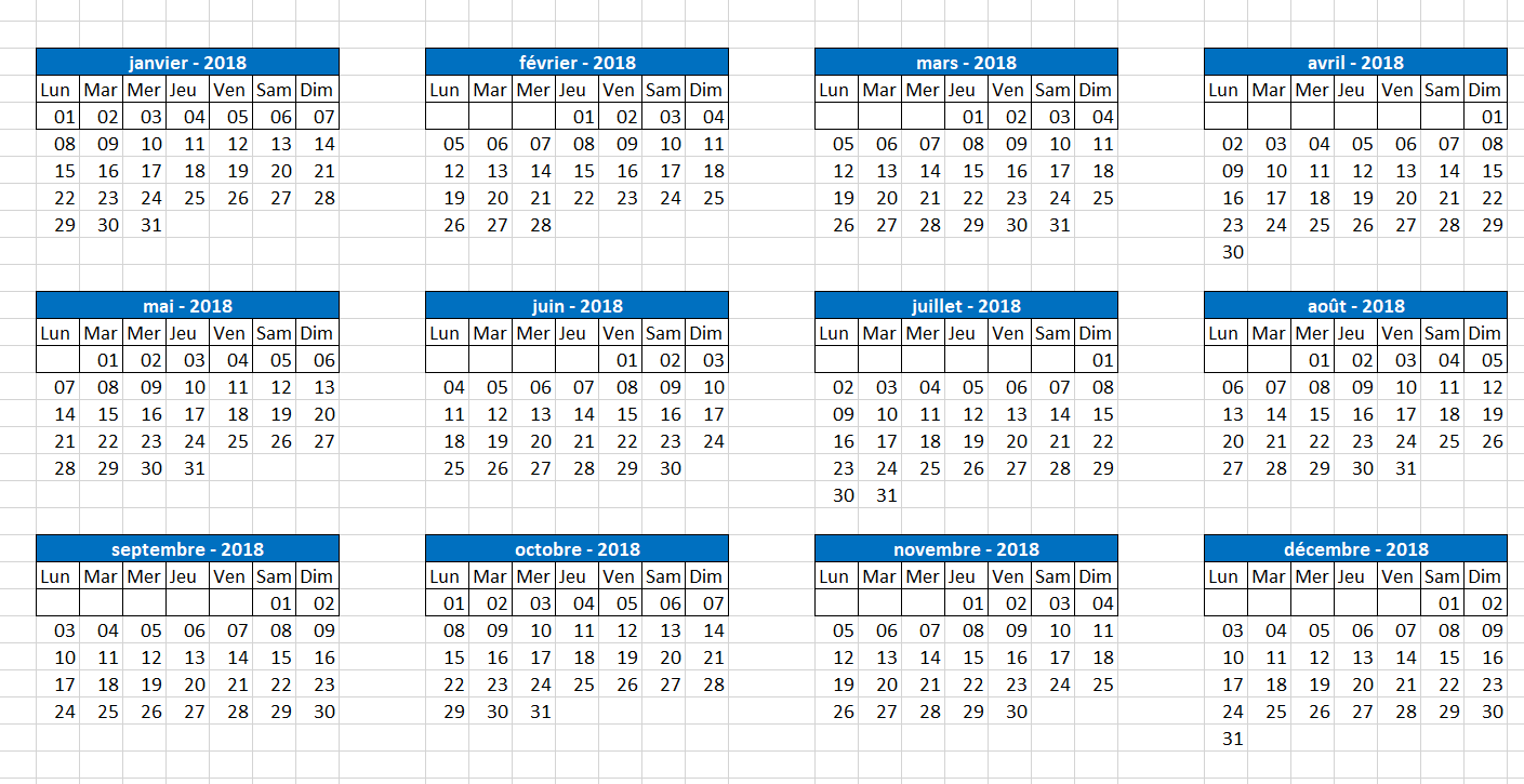 Calendrier et agenda des 7 prochain jours - TUTO DE RIEN