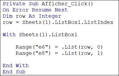 listbox dans Excel